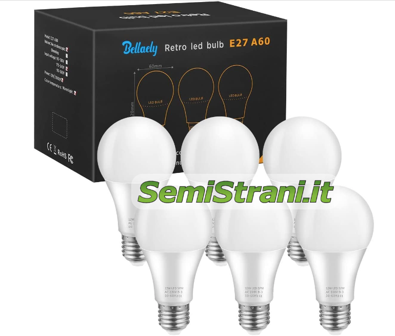 6 Kaltlicht-LED-Lampen 6.500 K mit 1.200 Lumen für den Indoor-Chili-Anbau - SemiStrani.it